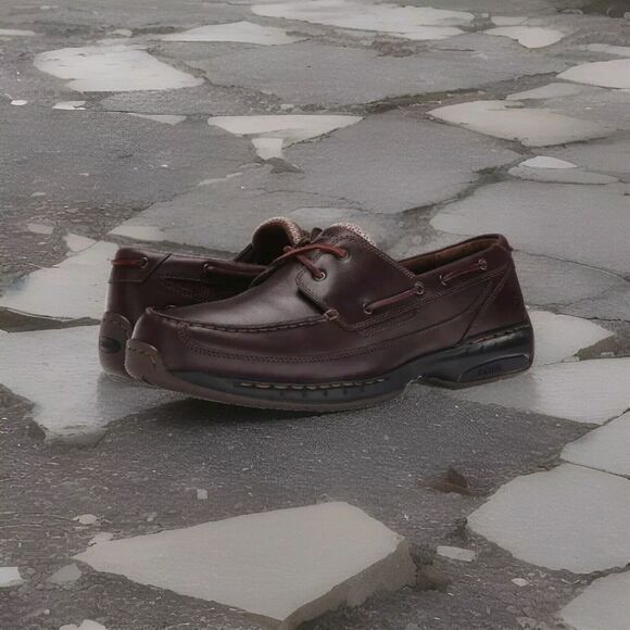 New Dunham Men's Shoreline Leather Loafers Size 15 4E Dark Brown NIB Boat Shoes - Picture 14 of 16